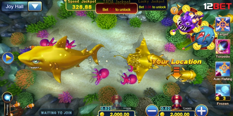 Giao Diện Trò Chơi Jackpot Fishing tại 12BET